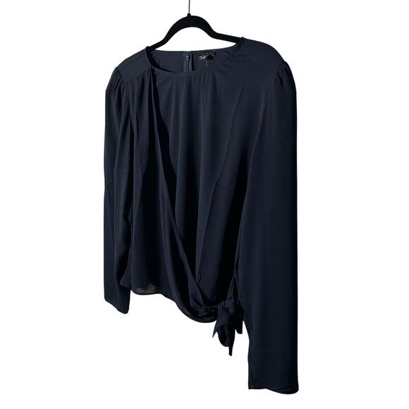 Ann Taylor Wrap Blouse in the color Night Sky NWT Size XL - Picture 3 of 6